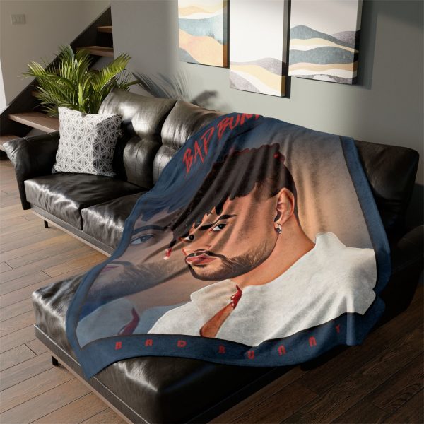 a95d4f5a-3b08-443c-a47c-6dca81c09ff0 Bad Bunny cartoon in Comic Style Ultra Soft Micro Fleece blanket