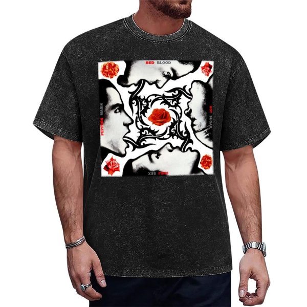 2 Red Hot Chili Peppers Blood Sugar Sex Magik Album Black Mineral Wash T-shirt