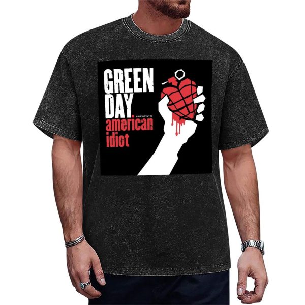 2 Green Day American Idiot Album Black Mineral Wash T-shirt