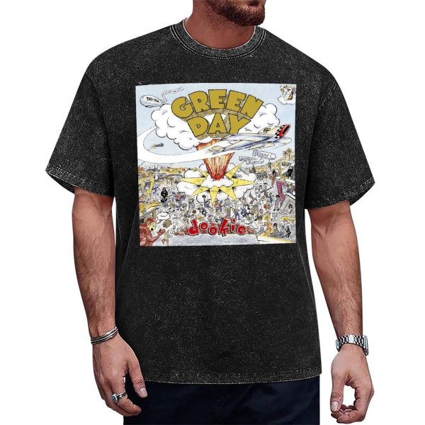 Green Day Dookie Album Black Mineral Wash T-shirt