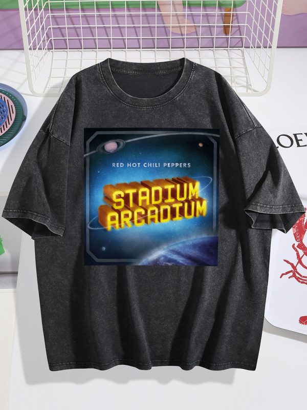 Red Hot Chili Peppers Stadium Arcadium Album Black Mineral Wash T-shirt
