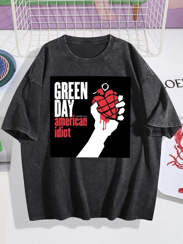 3 Green Day American Idiot Album Black Mineral Wash T-shirt
