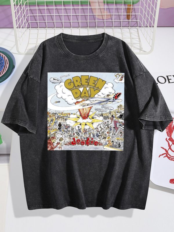 Green Day Dookie Album Black Mineral Wash T-shirt