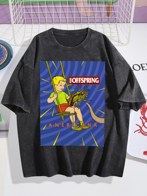 3 The Offspring Americana Album Black Mineral Wash T-shirt