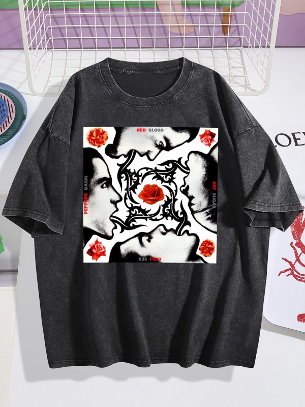 4 Red Hot Chili Peppers Blood Sugar Sex Magik Album Black Mineral Wash T-shirt