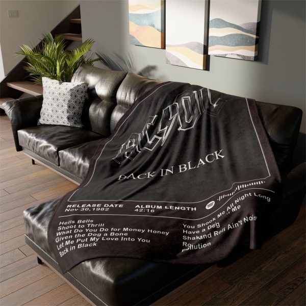AC/DC Back in Black Album Front Cover 1980 Ultra Soft Micro Fleece Blanket