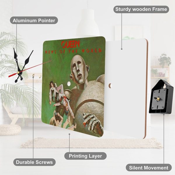 5dd08e9ec453dd34ba58127875f0a949 Queen News of the World Album Cover 1977 Square Wall Clock Art Decorate