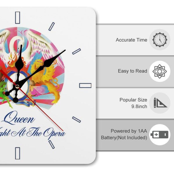 75c0a64ca98a5555f14179fb910e55bf Queen A Night at the Opera Album Cover 1975 Square Wall Clock Art Decorate