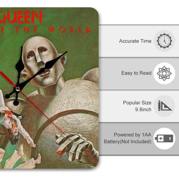 8a828b58dc6d62cd366ffe0703e455f0 Queen News of the World Album Cover 1977 Square Wall Clock Art Decorate