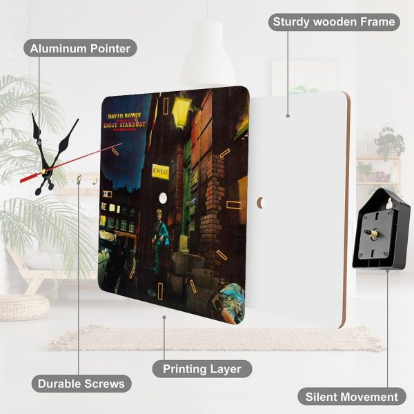b8eed6628d58178d1cfb03726c219254 David Bowie The Rise and Fall of Ziggy Stardust and the Spiders from Mars Album Cover 1972 Square Wall Clock Art Decorate