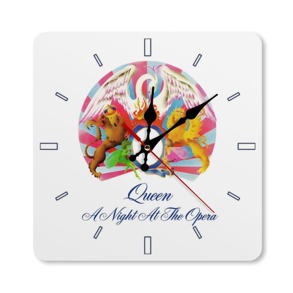 c119f98fa2e43ba692bf1889389a3575 Queen A Night at the Opera Album Cover 1975 Square Wall Clock Art Decorate