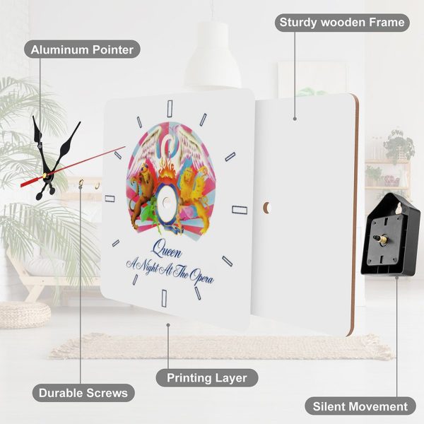 c6ed66ae064a456ef8573ac34a44163c Queen A Night at the Opera Album Cover 1975 Square Wall Clock Art Decorate