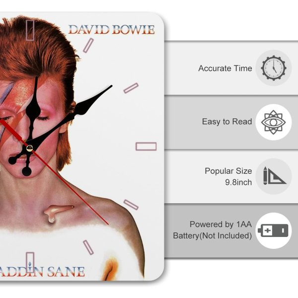 David Bowie Aladdin Sane Album Cover 1973 Square Wall Clock Art Decorate