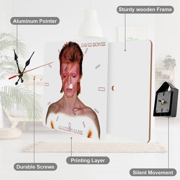 David Bowie Aladdin Sane Album Cover 1973 Square Wall Clock Art Decorate