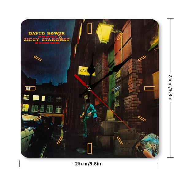 f74bd0c3ca57d96c373474b6ca280e32 David Bowie The Rise and Fall of Ziggy Stardust and the Spiders from Mars Album Cover 1972 Square Wall Clock Art Decorate